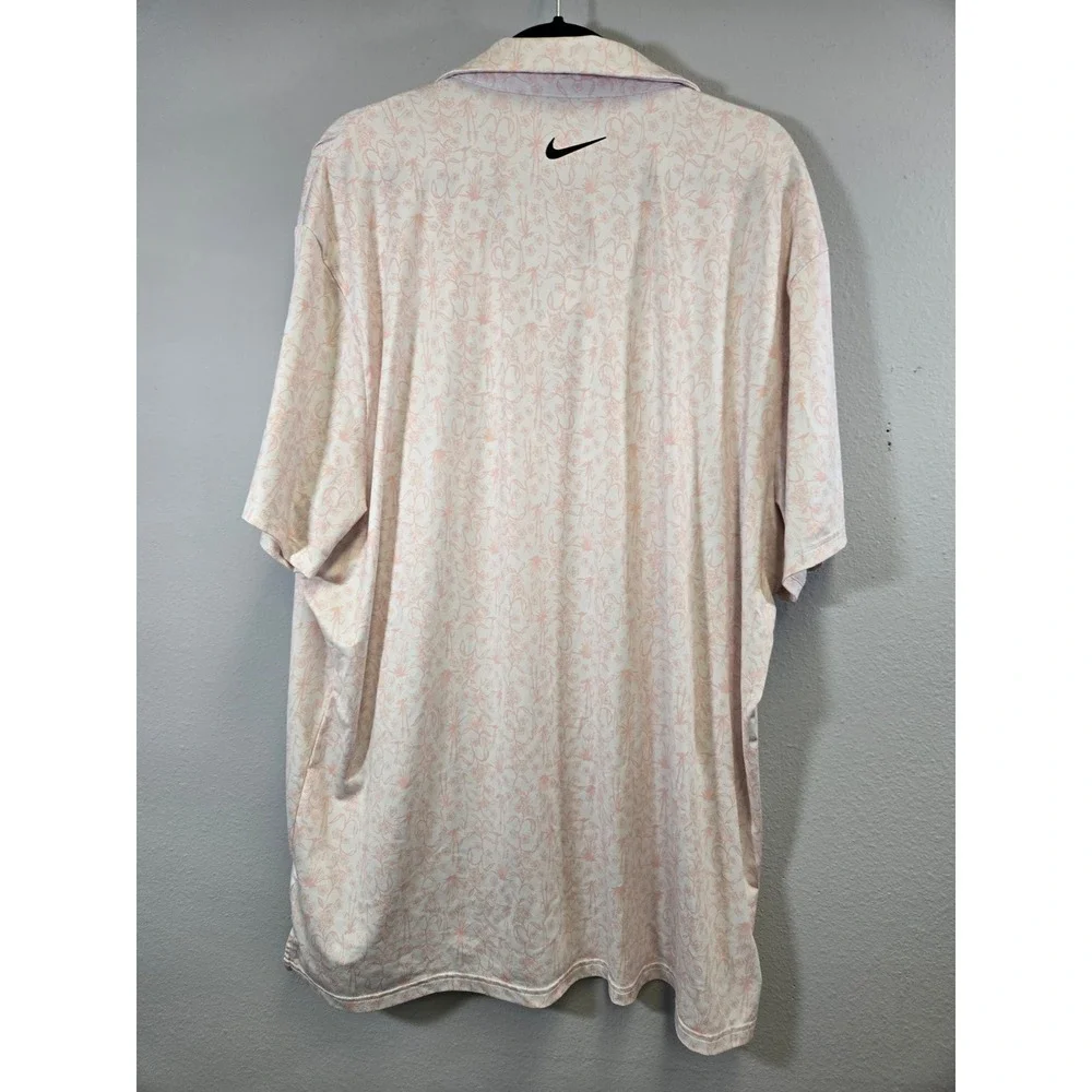 Nike Dri-Fit Golf Performance Floral Print Short Sleeve Polo Shirt Pink XXL